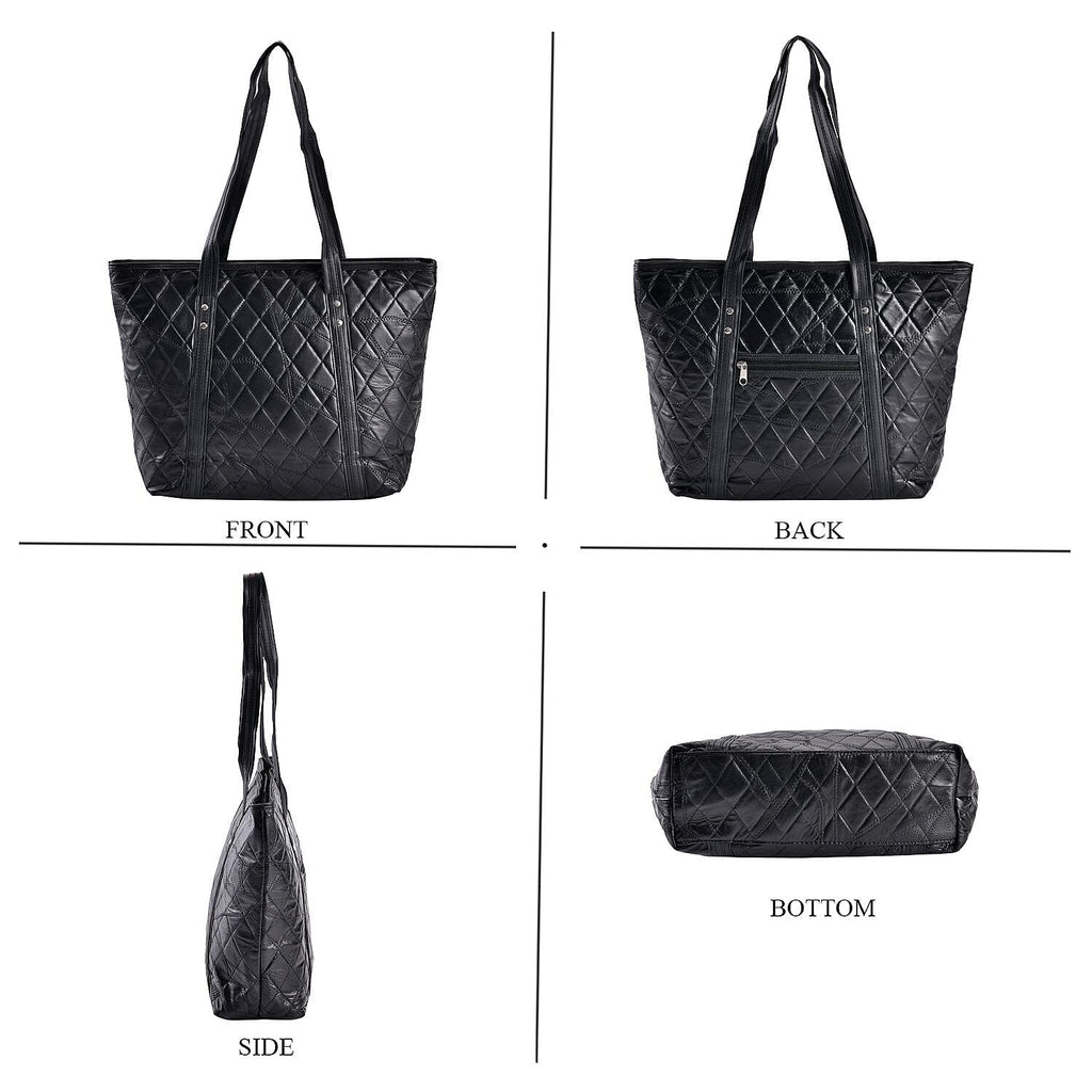 Closeout Deal - Genuine Leather Tote Bag (Size 40x30x10 cm) - Black