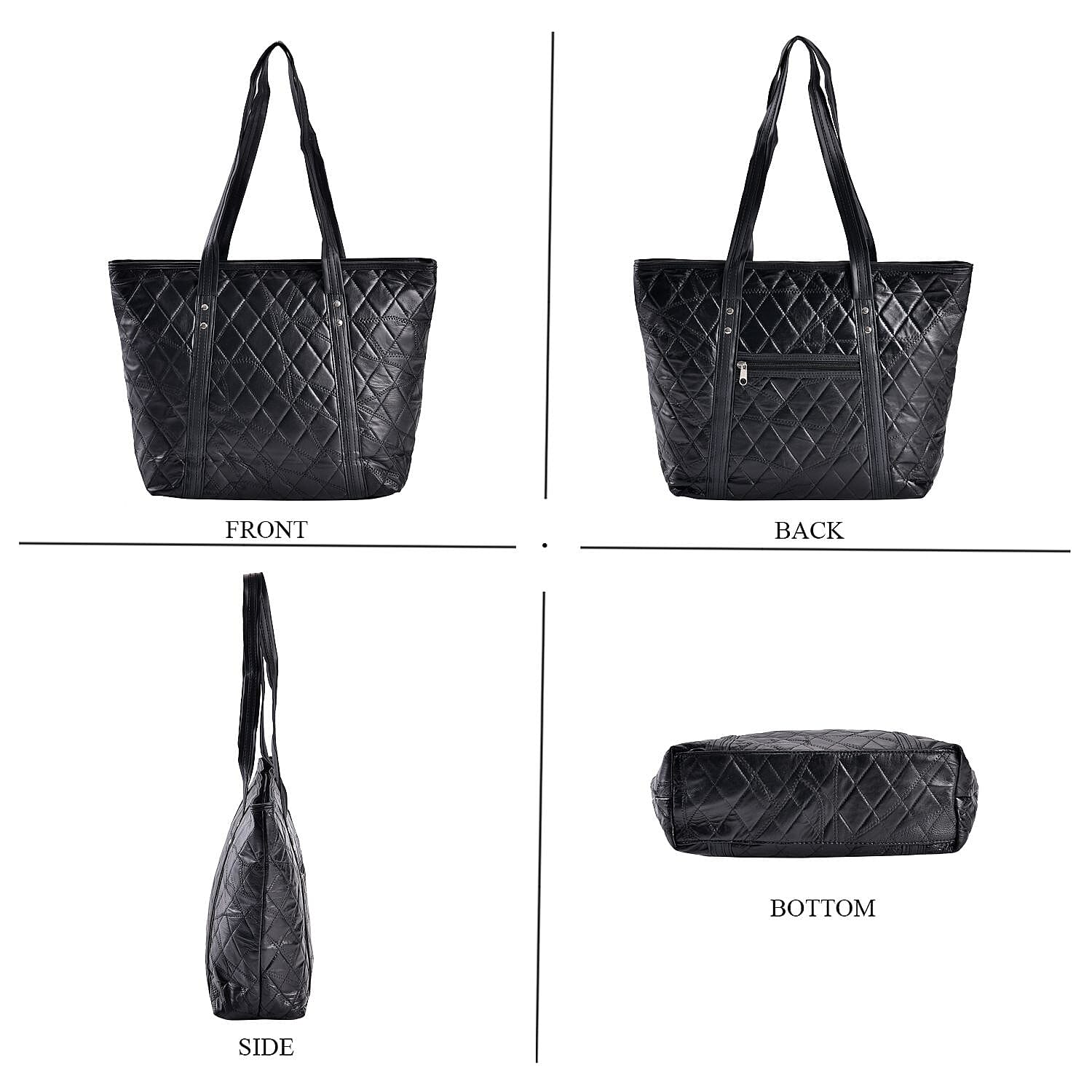 Closeout Deal - Genuine Leather Patchwork Tote Bag 7748783 2