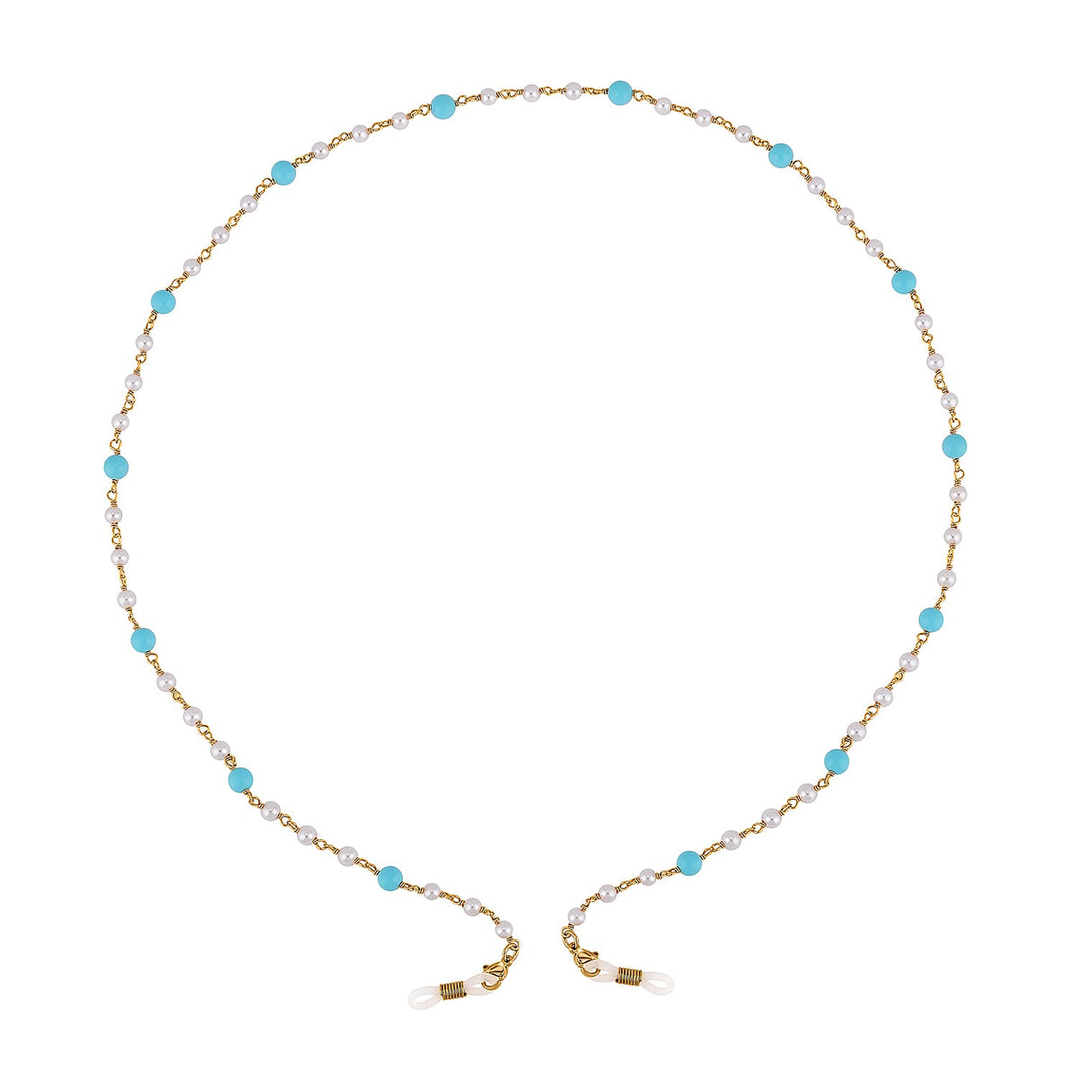 Shell Pearl and Blue Howlite Glasses Chain (Size - 28) in Yellow Gold Tone 7267039 0