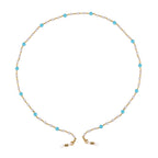 Shell Pearl and Blue Howlite Glasses Chain (Size - 28) in Yellow Gold Tone