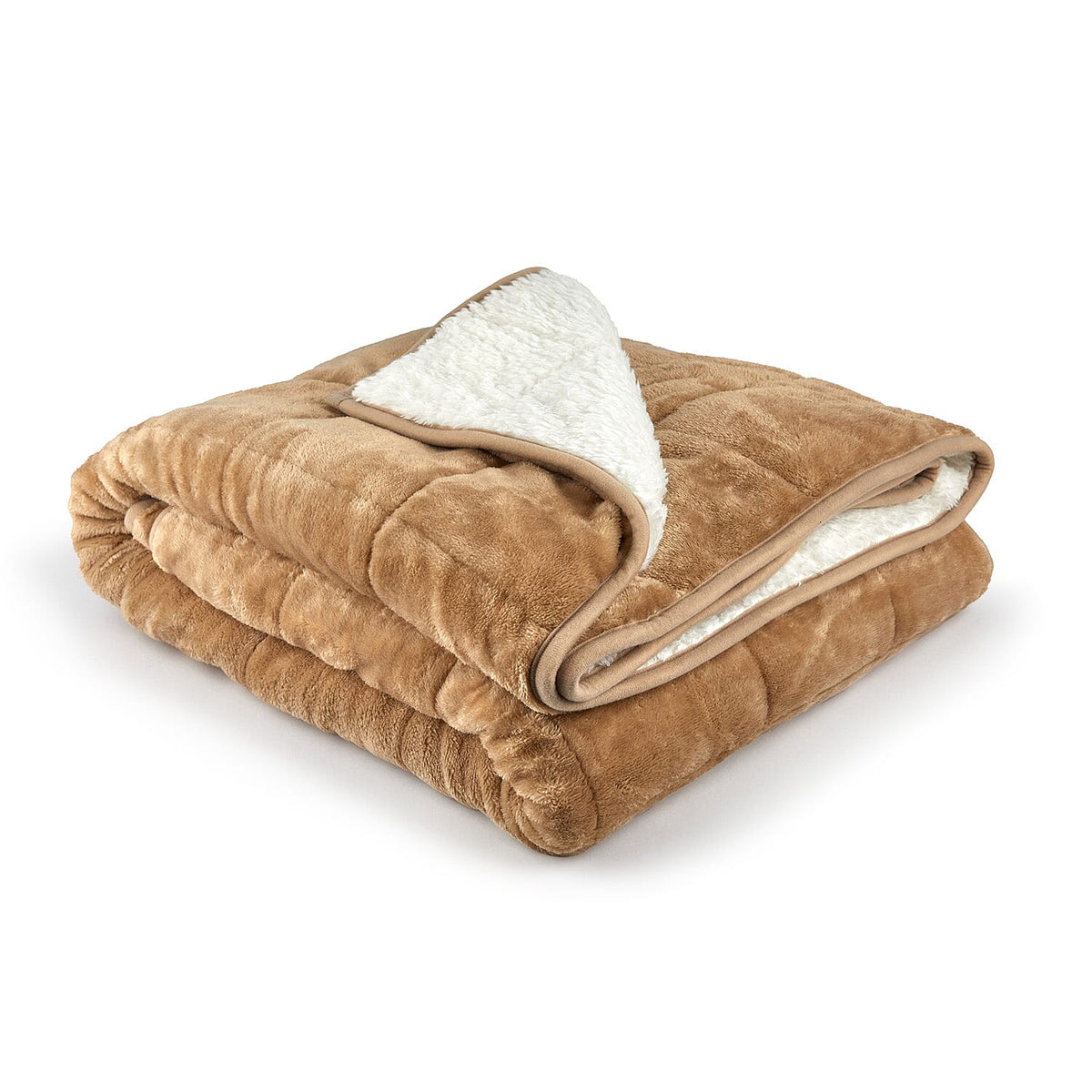 Fluffy Sherpa Fleece with a Soft and Smooth Plush Fleece Reverse - Weighted 6.9KG (Size 203x150 cm) - Taupe Cream 8019955 0