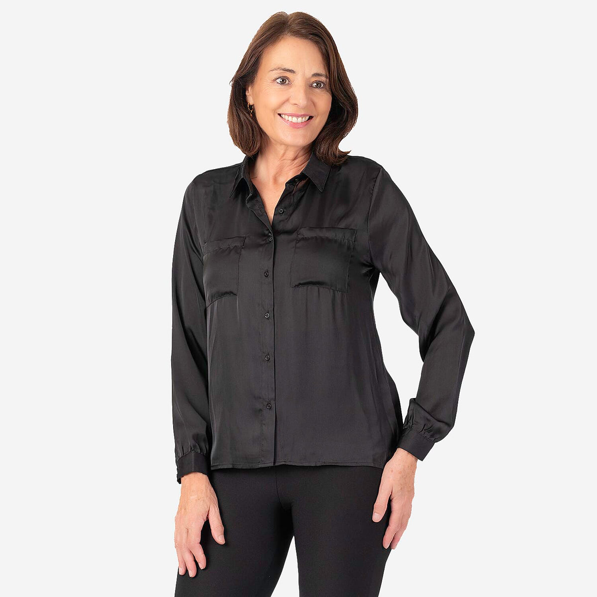 Womens Full-Sleeve Casual Satin Shirt 7806598 0