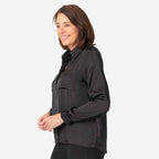 Womens Button Down Full Sleeve Shirt (Size 14) - Black