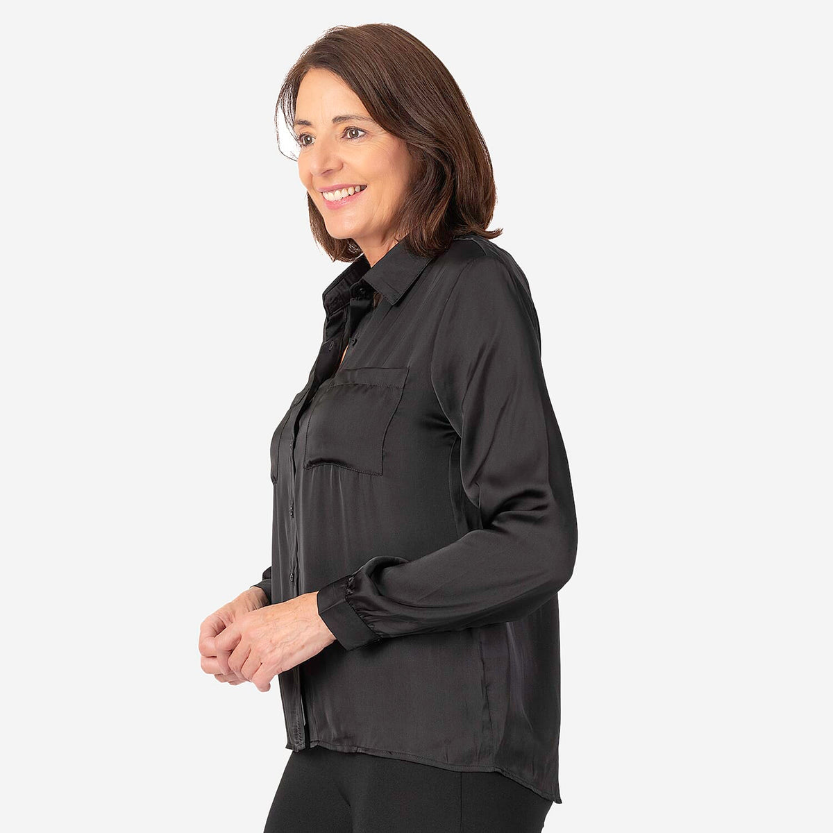 Womens Full-Sleeve Casual Satin Shirt 7806598 1