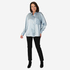 Emily satin stripe Shirt  - Blue (Size - 12)