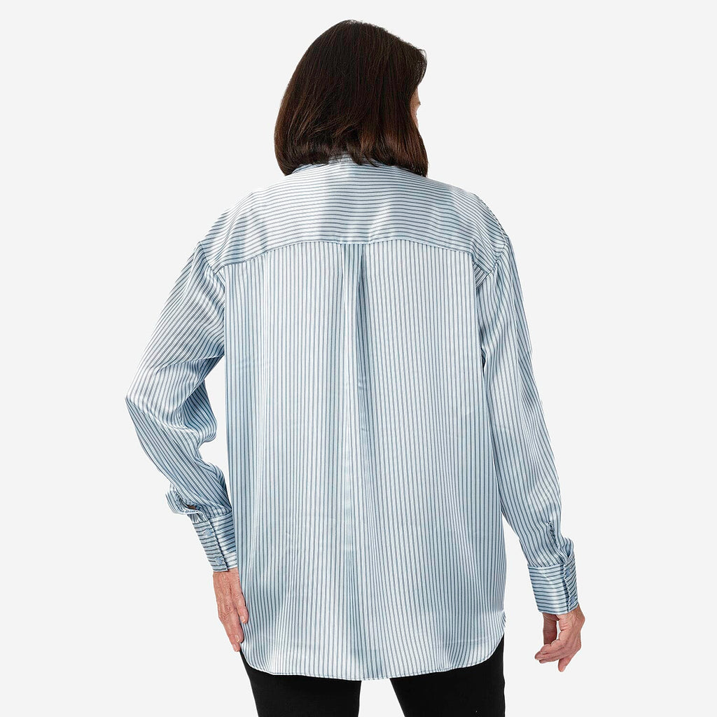 Emily satin stripe Shirt  - Blue (Size - 12)