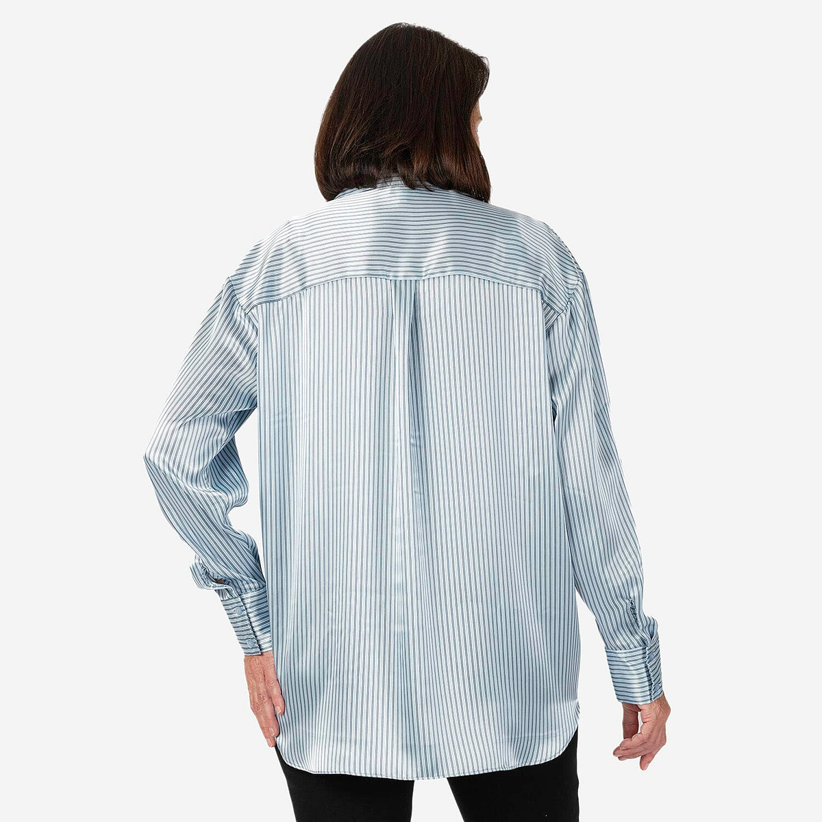 Emily Satin Stripe Button-Down Shirt V32609383 3