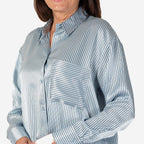 Emily satin stripe Shirt  - Blue (Size - 12)