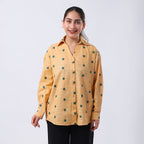 100% Cotton Relaxed Fit Embroidered Long Sleeve Shirt (Size L) - Yellow