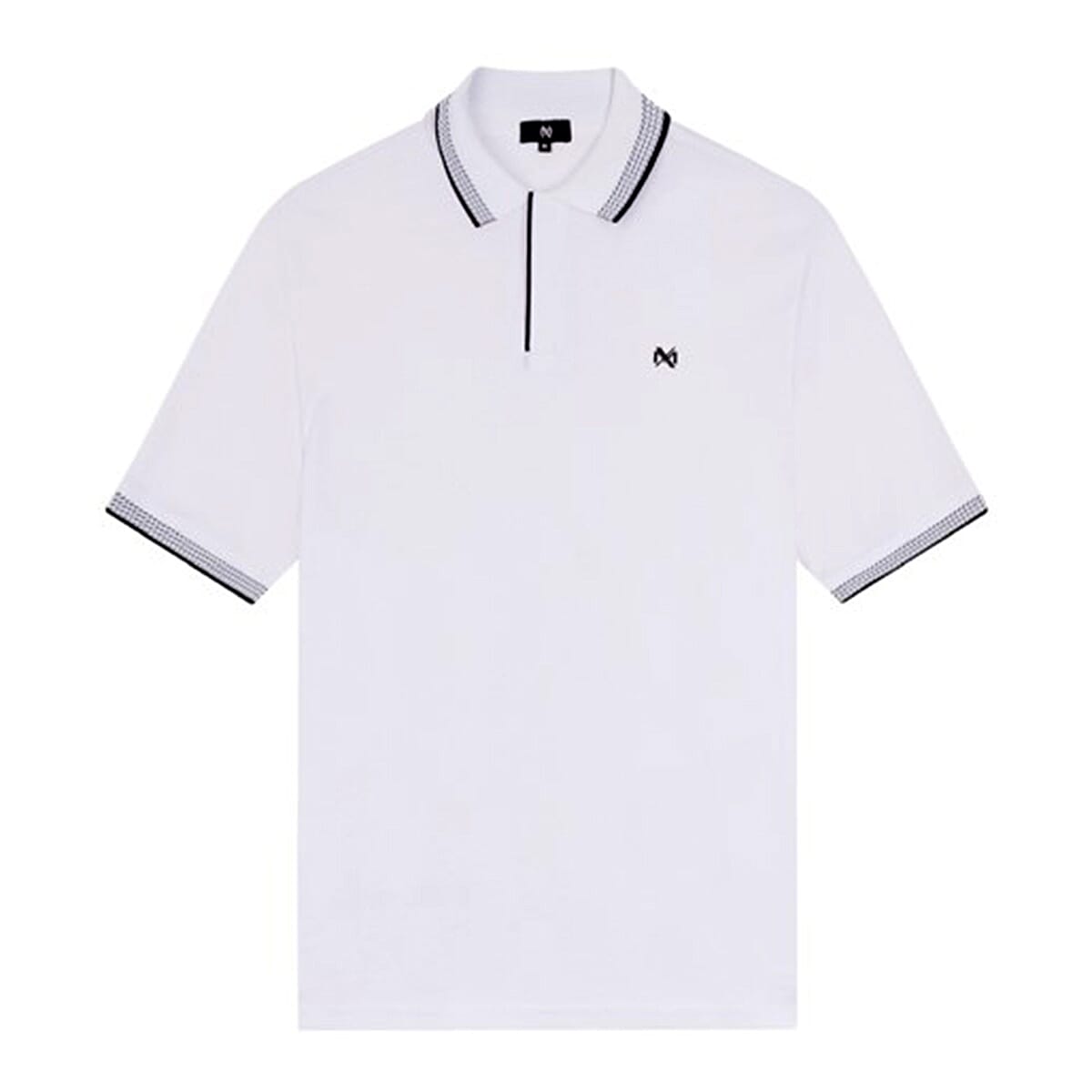 KARL Mens Stripe Collar Logo Polo Shirt - Black 7794004 0