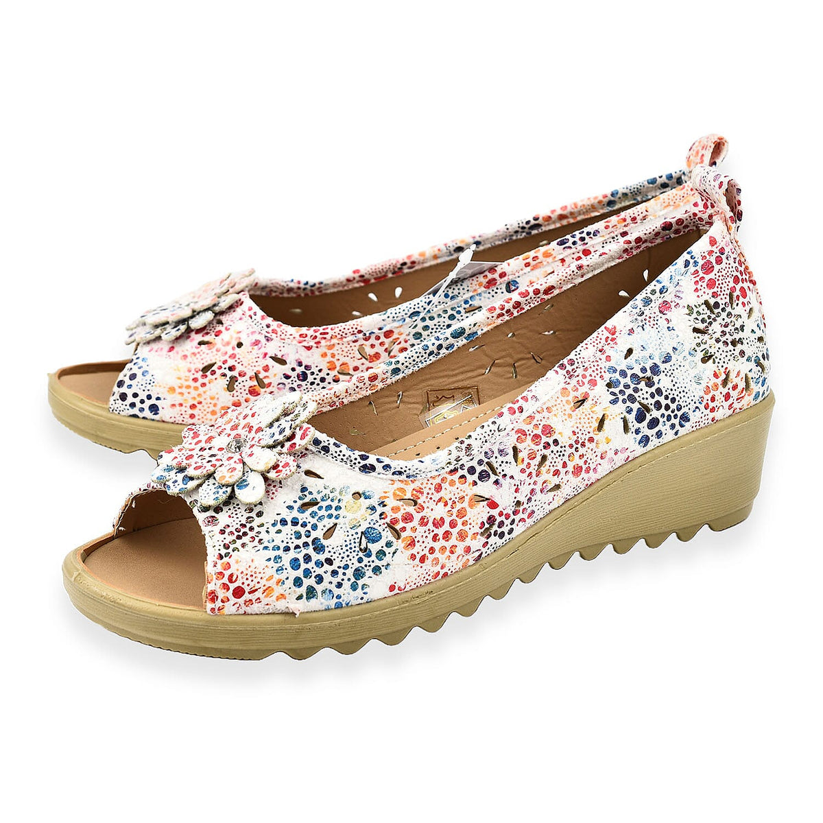 Shoe Tree Comfort Slip On Wedge Peep Toe Shirley Shoe (Size 3) - White 7772097 1