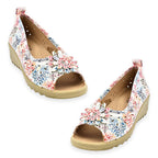 Shoe Tree Comfort - Slip On Wedge Peep Toe Shirley Shoe (Size 6) - White