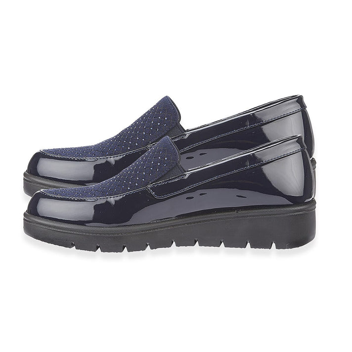 Shoetree Comfort Ladies Lightweight Twin Gusset Slip On Shoe with Diamonte (Size 3) - Navy 8363910 2