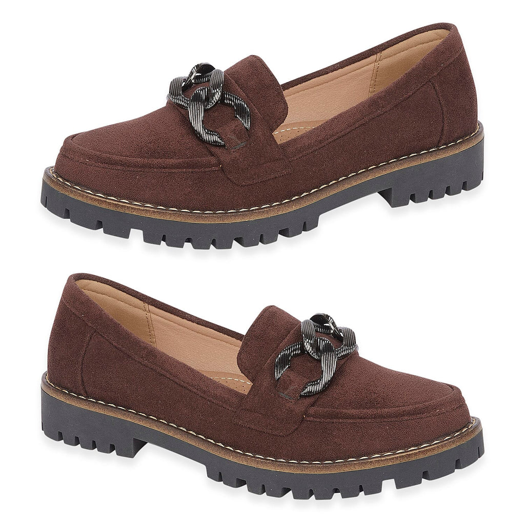 Adeline Ladies' Trendy Loafers With Padded Insole (Size 8) - Chocolate