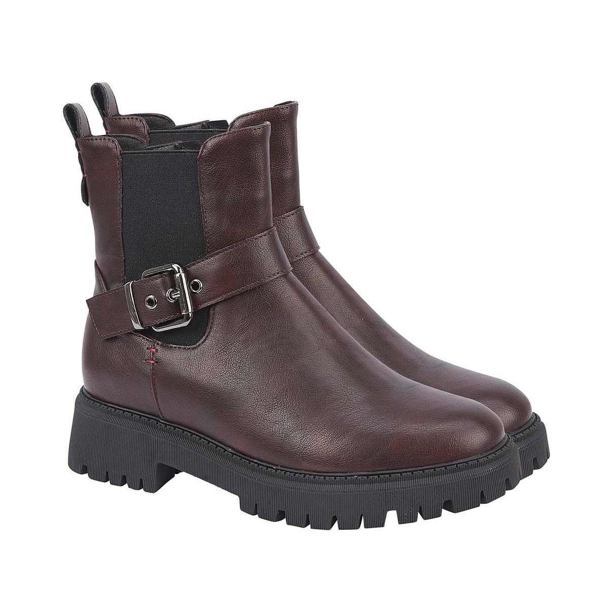 Shoes By Emma Lapari Cleated Sole Ankle Chelsea Boots (Size 4) - Bordeaux 8358892 0