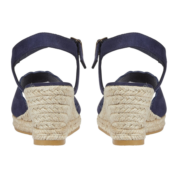 Shoes by Emma Ladies Nicola Wedge Sandal with Scallop and Buckle Strap (Size 5) - Navy 7816849 2