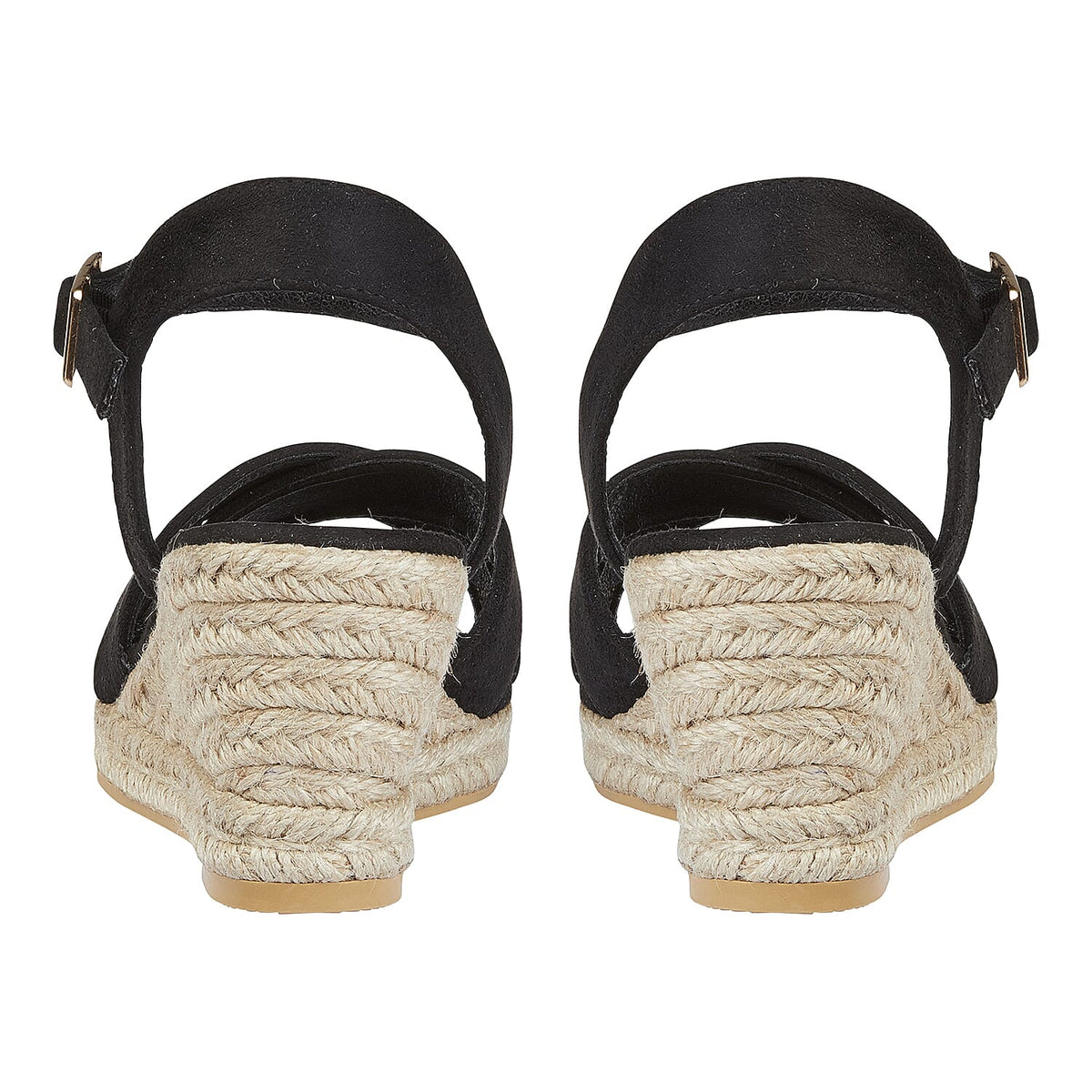 Shoes by Emma Ladies MALIBU Hessian Wedge Sandal with Cross Over Front and Buckle (Size 5) - Black 7816857 1