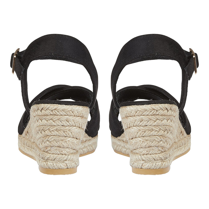 Shoes by Emma Ladies MALIBU Hessian Wedge Sandal with Cross Over Front and Buckle (Size 5) - Black 7816857 2