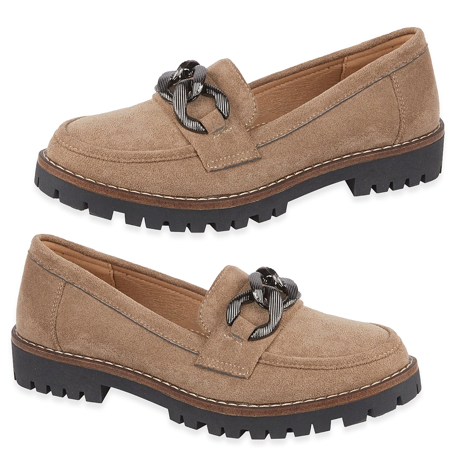 Shoes by Emma Ladies Chain Trim Loafer Shoe Adeline (Size 4) - Taupe 8050856 0