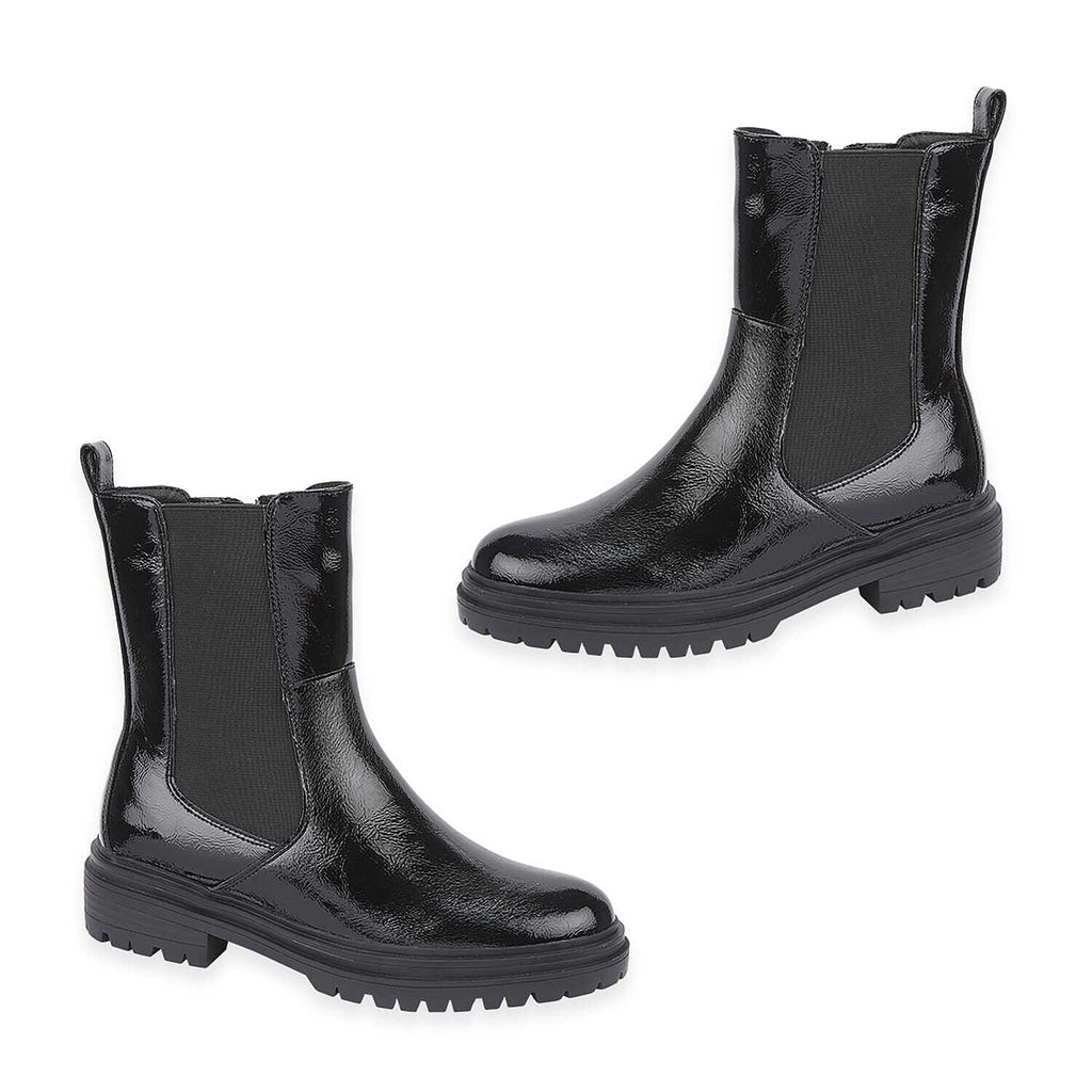 Shoes By Emma Gabrielle Ladies Chunky Lug Sole Chelsea Boots (Size 4) - Black
