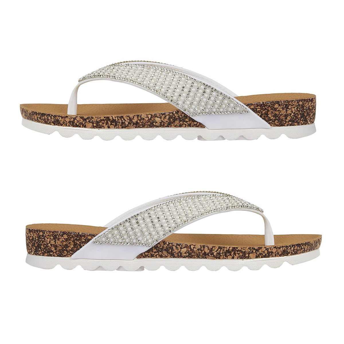 Shoes by Emma SUNSET Ladies Beaded Strap Detail Round Toe Sandal (Size 5) - White 7792027 1