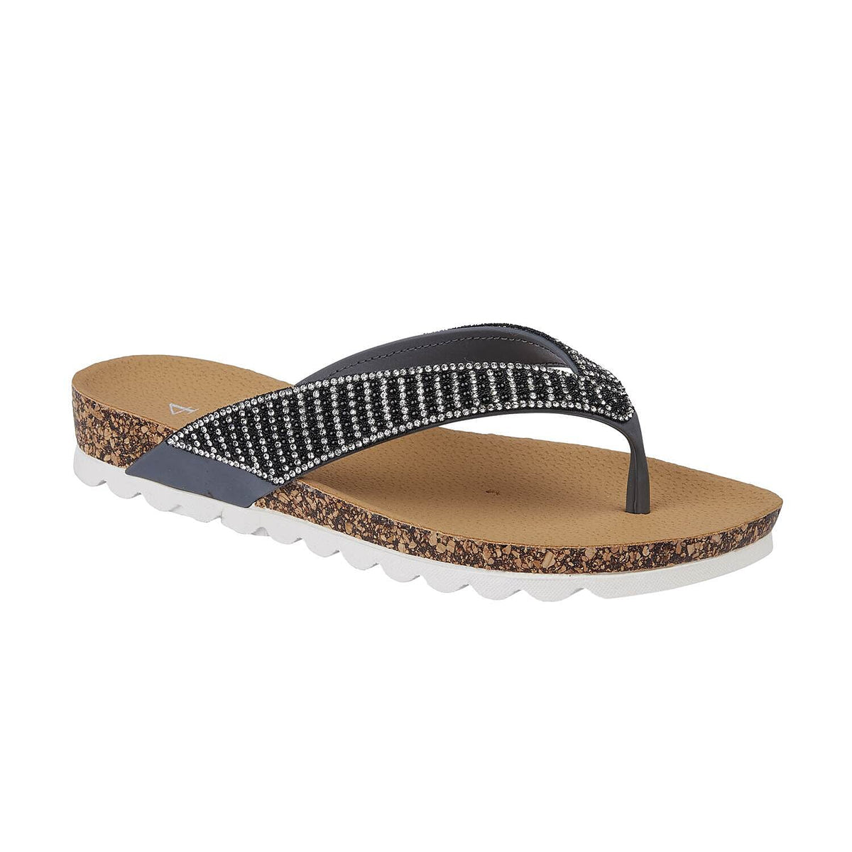Shoes by Emma SUNSET Ladies Beaded Strap Detail Round Toe Sandal (Size 6) - Smoke 7792201 0