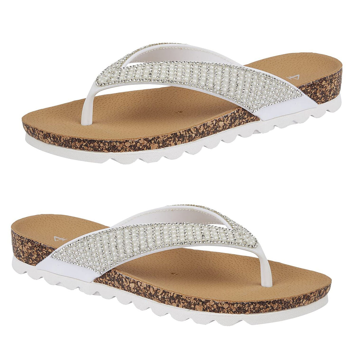 Shoes by Emma SUNSET Ladies Beaded Strap Detail Round Toe Sandal (Size 7) - White 7792029 0