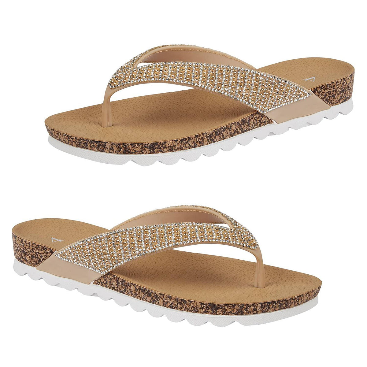 Shoes by Emma SUNSET Ladies Beaded Strap Detail Round Toe Sandal (Size 8) - Gold 7792037 0