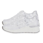 Shoreditch Womens Metallic Wedge Lace Up Sneakers With Side Zip (Size 4) - White
