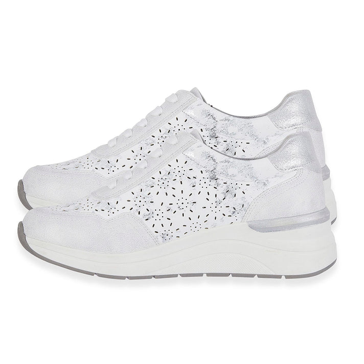 Shoreditch Womens Metallic Wedge Lace Up Sneakers With Side Zip (Size 4) - White 8419453 2