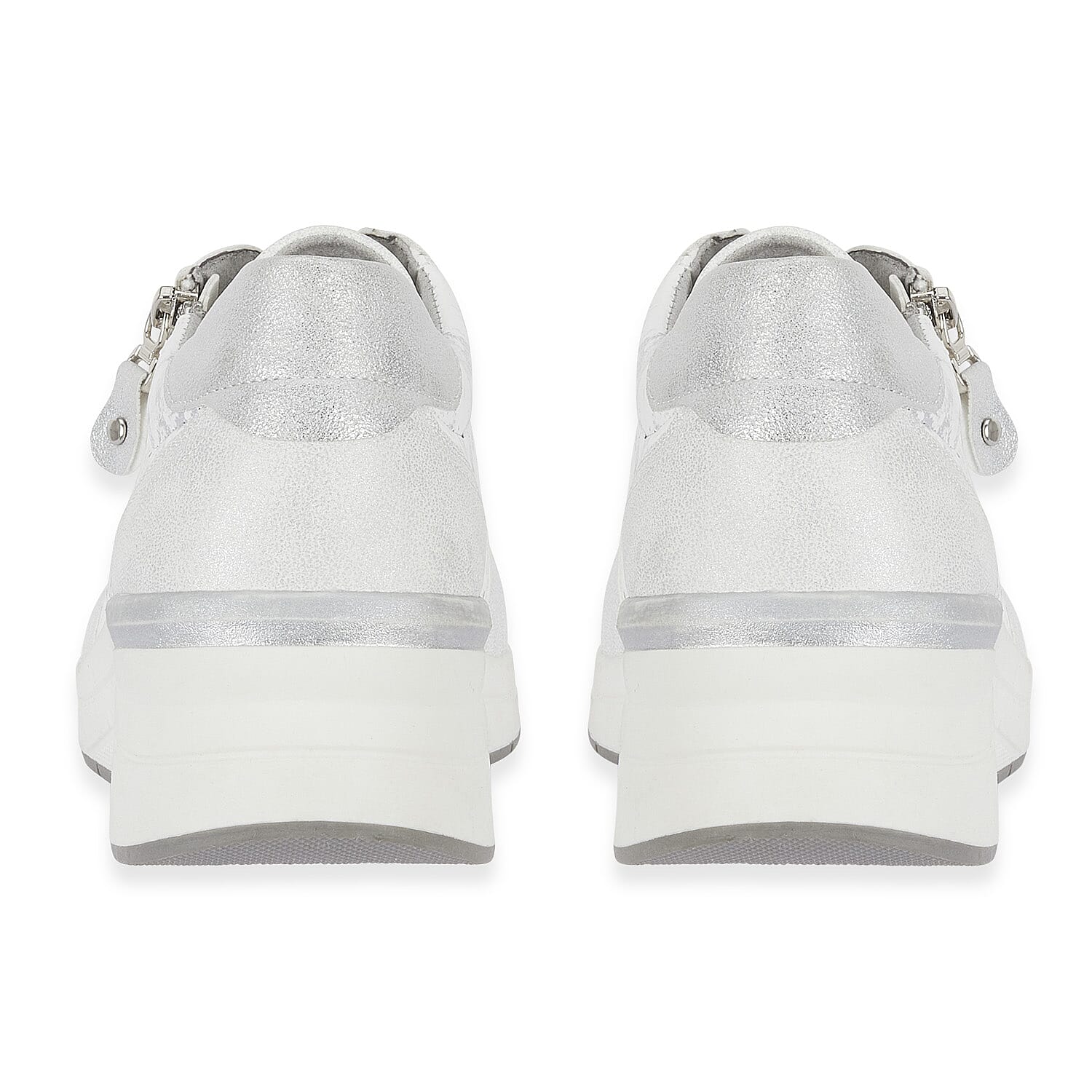 Shoreditch Womens Metallic Wedge Lace Up Sneakers With Side Zip (Size 4) - White 8419453 2