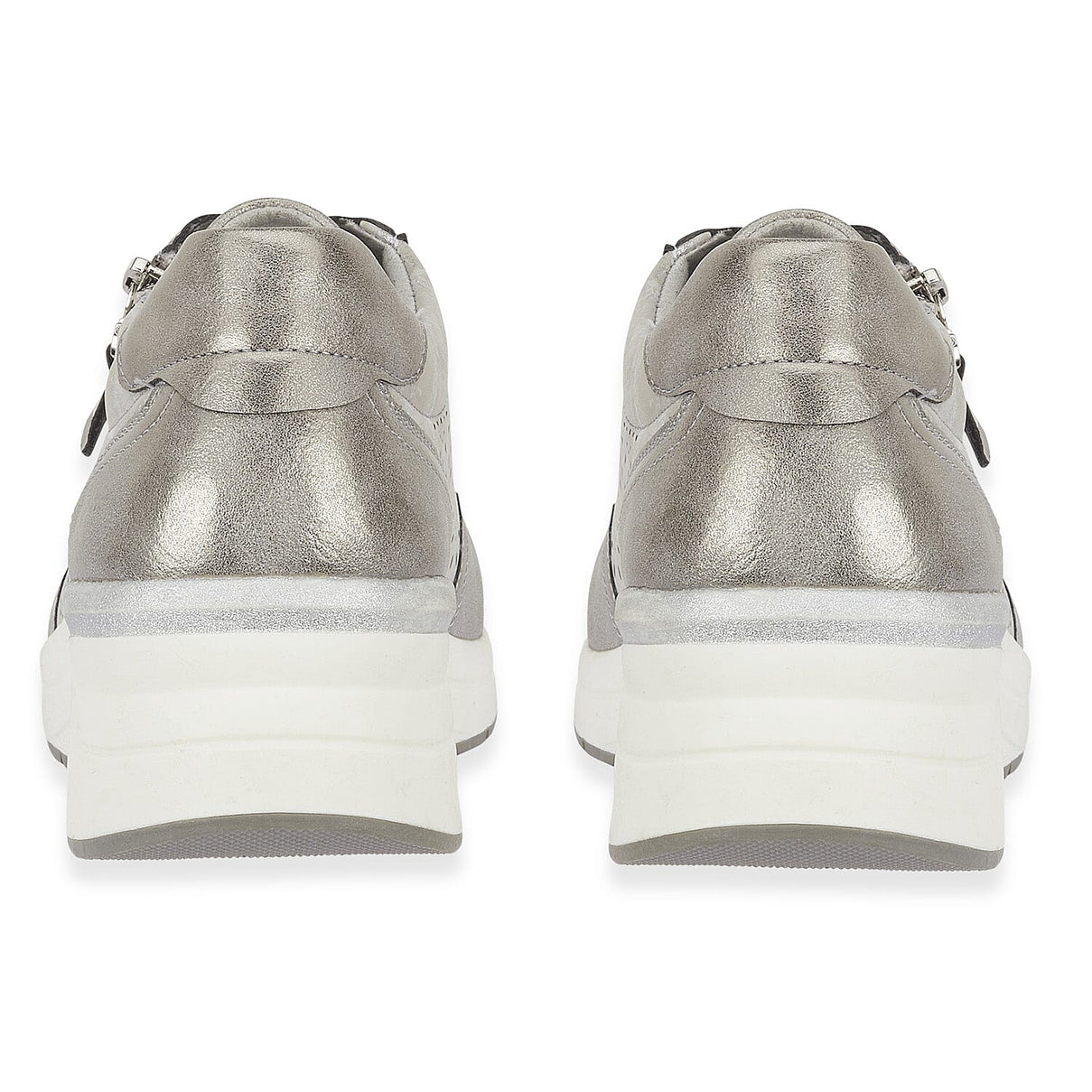 Shoreditch Womens Metallic Wedge Lace Up Sneakers With Side Zip (Size 4) - Pewter V32526337 2