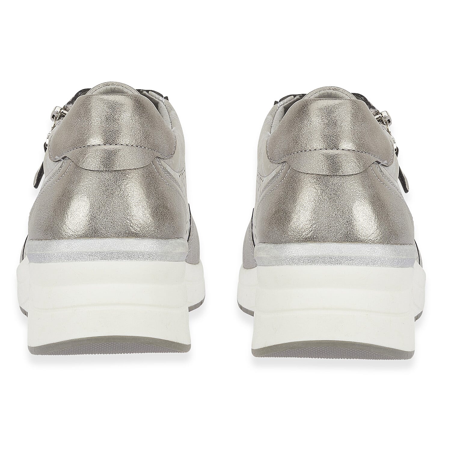 Shoreditch Womens Metallic Wedge Lace Up Sneakers With Side Zip (Size 4) - Pewter V32526337 2