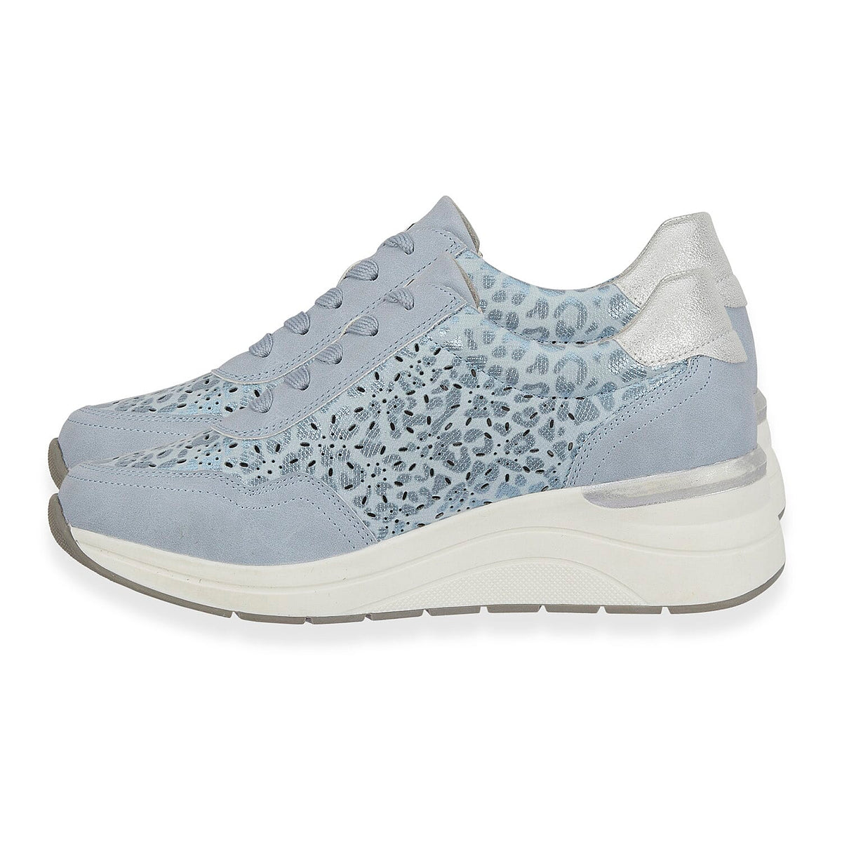 Shoreditch Womens Metallic Wedge Lace Up Sneakers With Side Zip (Size 4) - Blue V32583074 1