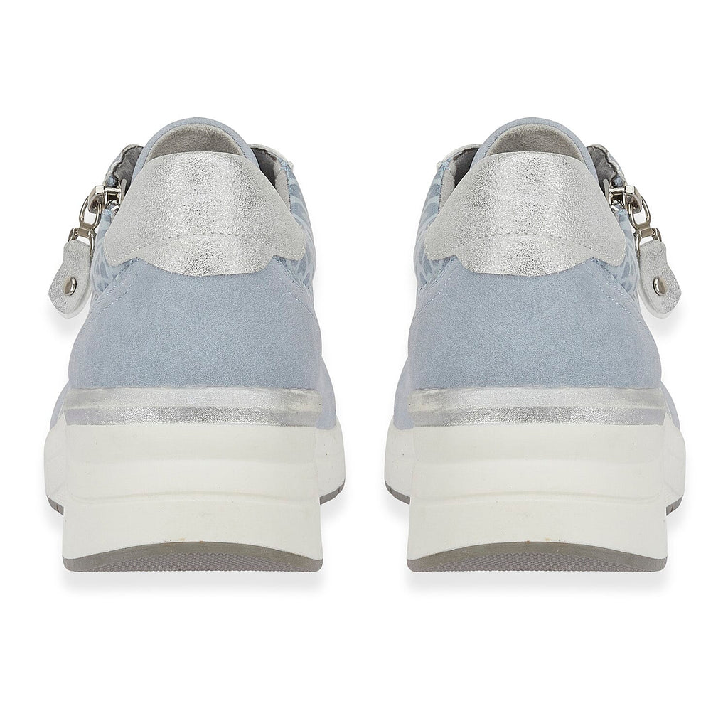 Shoreditch Womens Metallic Wedge Lace Up Sneakers With Side Zip (Size 4) - Blue