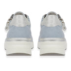 Shoreditch Womens Metallic Wedge Lace Up Sneakers With Side Zip (Size 4) - Blue