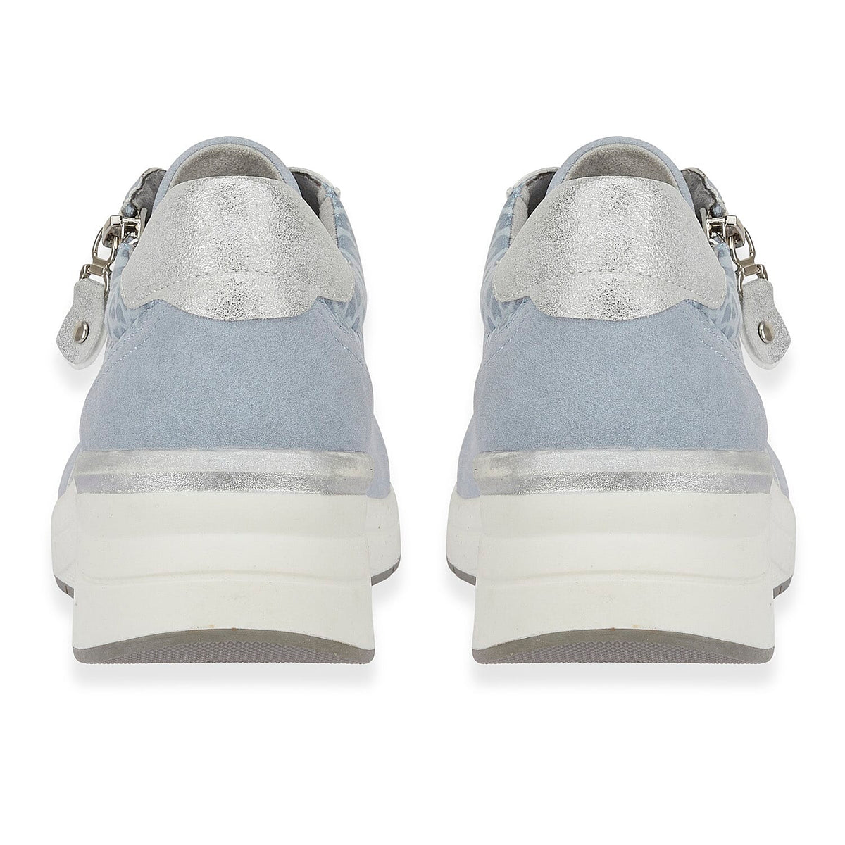 Shoreditch Womens Metallic Wedge Lace Up Sneakers With Side Zip (Size 4) - Blue V32583074 2