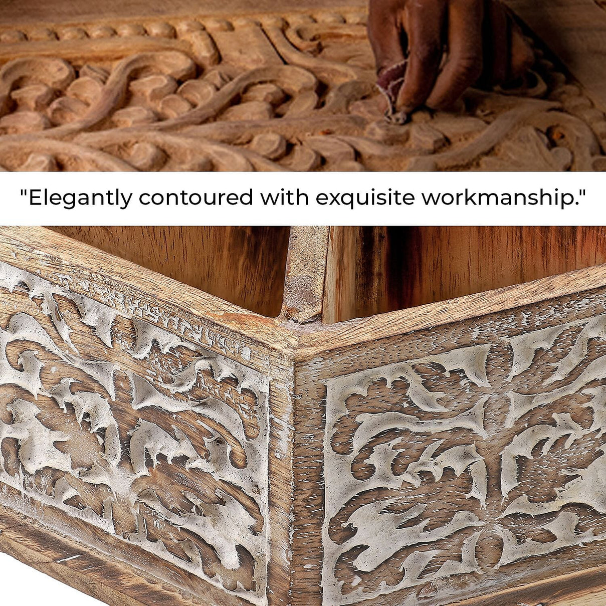 Handcarved Multipurpose Mango Wood Spinner Organizer (Size 24x22x21 cm) 7625024 3