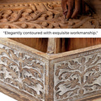 Handcarved Mango Wood Multipurpose Spinner Organizer (Size 24x22x21 cm)