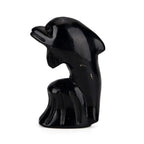 Carving Dolphin Shungite Anthraxolite with Quartz (75 mm) - Black