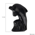 Carving Dolphin Shungite Anthraxolite with Quartz (75 mm) - Black