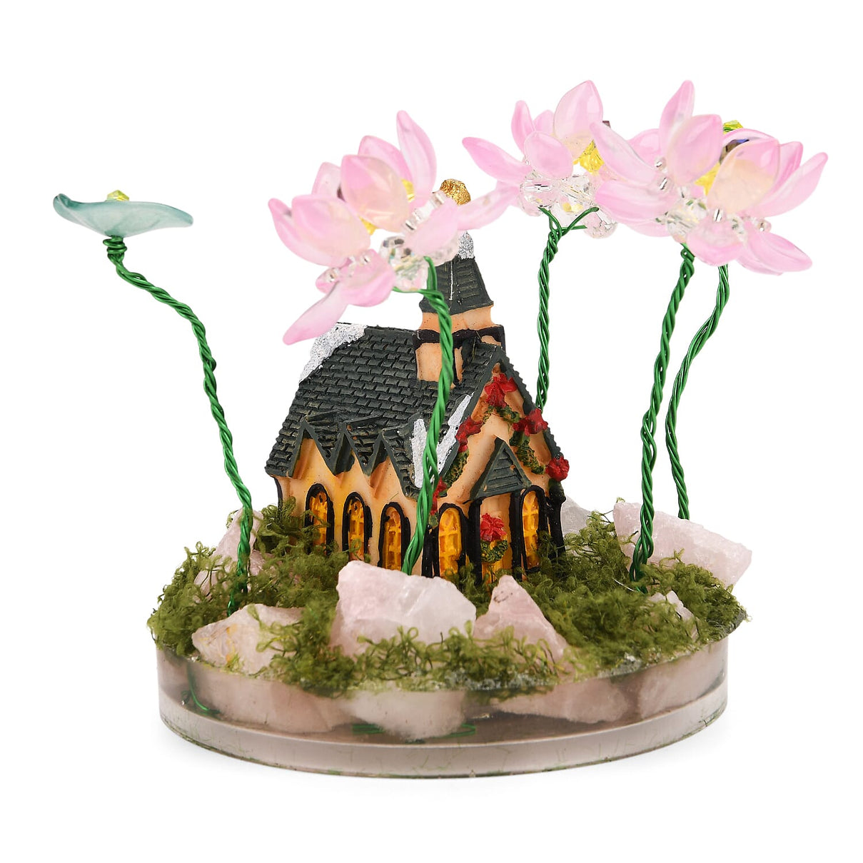 Lotus Flower with House Ornament (10 cm) - Green &amp; Pink 8224515 5