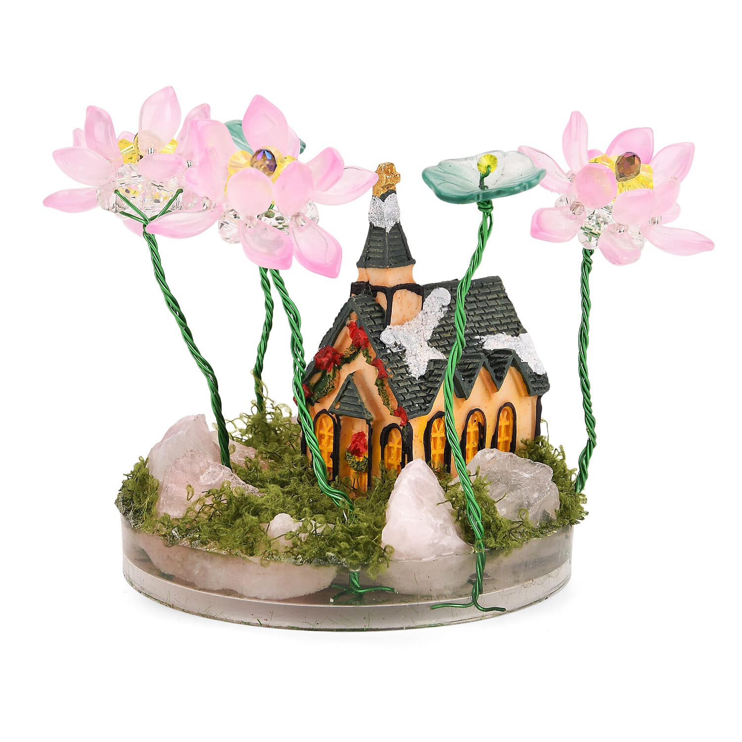Lotus Flower with House Ornament (10 cm) - Green &amp; Pink 8224515 6