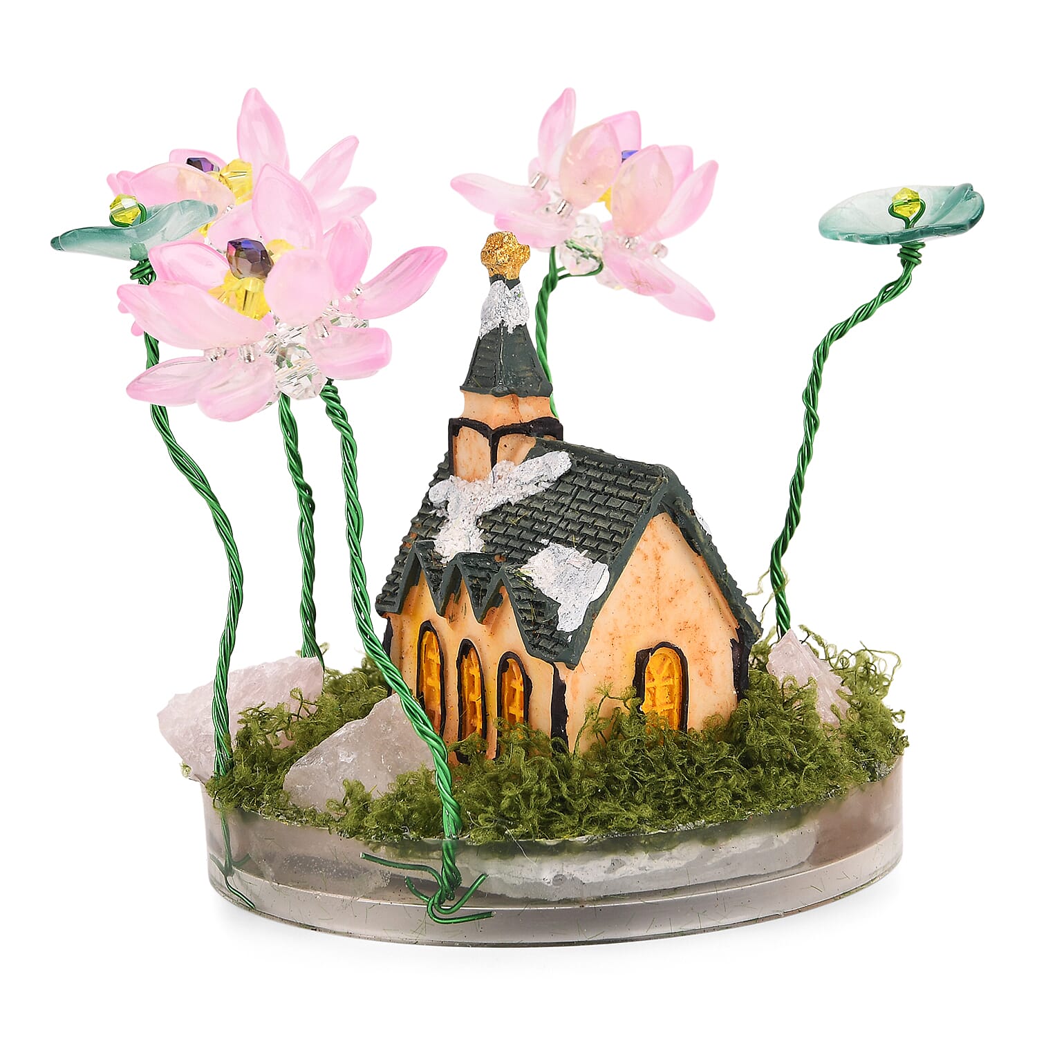 Lotus Flower with House Ornament (10 cm) - Green &amp; Pink 8224515 7