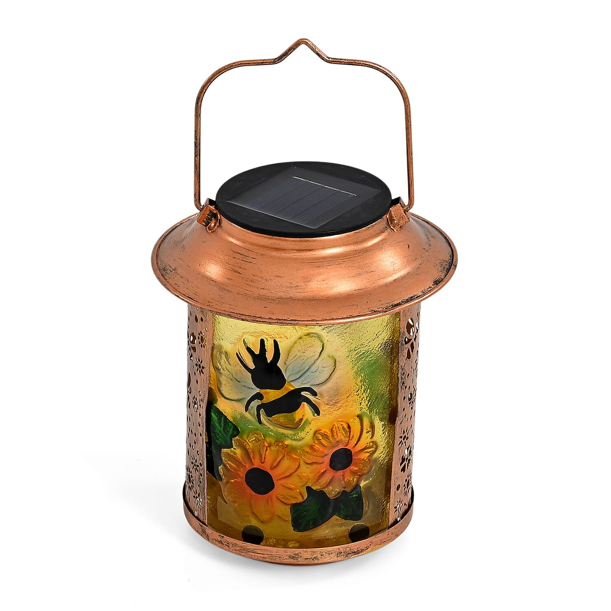 Solar Powered Dragonfly and Sunflower Garden Lantern (14 x 14 x 26 cm) - Multi Colour V32339849 0