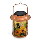 Solar Powered Dragonfly and Sunflower Garden Lantern (14 x 14 x 26 cm) - Multi Colour