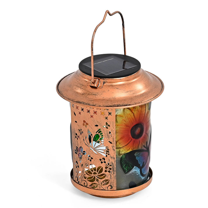 Solar Powered Dragonfly and Sunflower Garden Lantern (14 x 14 x 26 cm) - Multi Colour 8377529 1