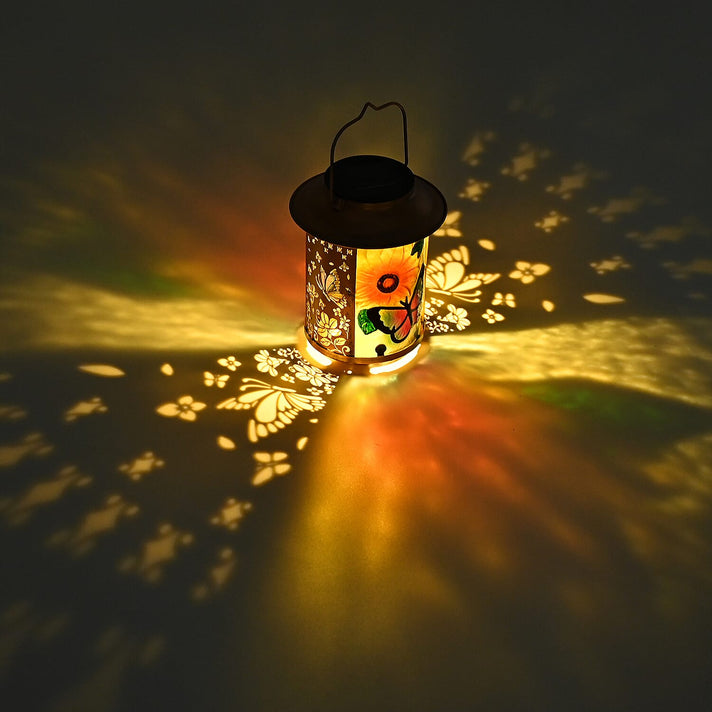 Solar Powered Dragonfly and Sunflower Garden Lantern (14 x 14 x 26 cm) - Multi Colour 8377529 2