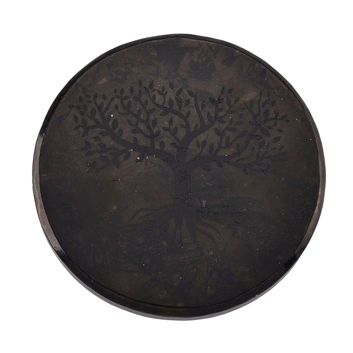 Natural Shungite Life Of Tree Embossed Round Tile 900.00 Ct. 8245285 0