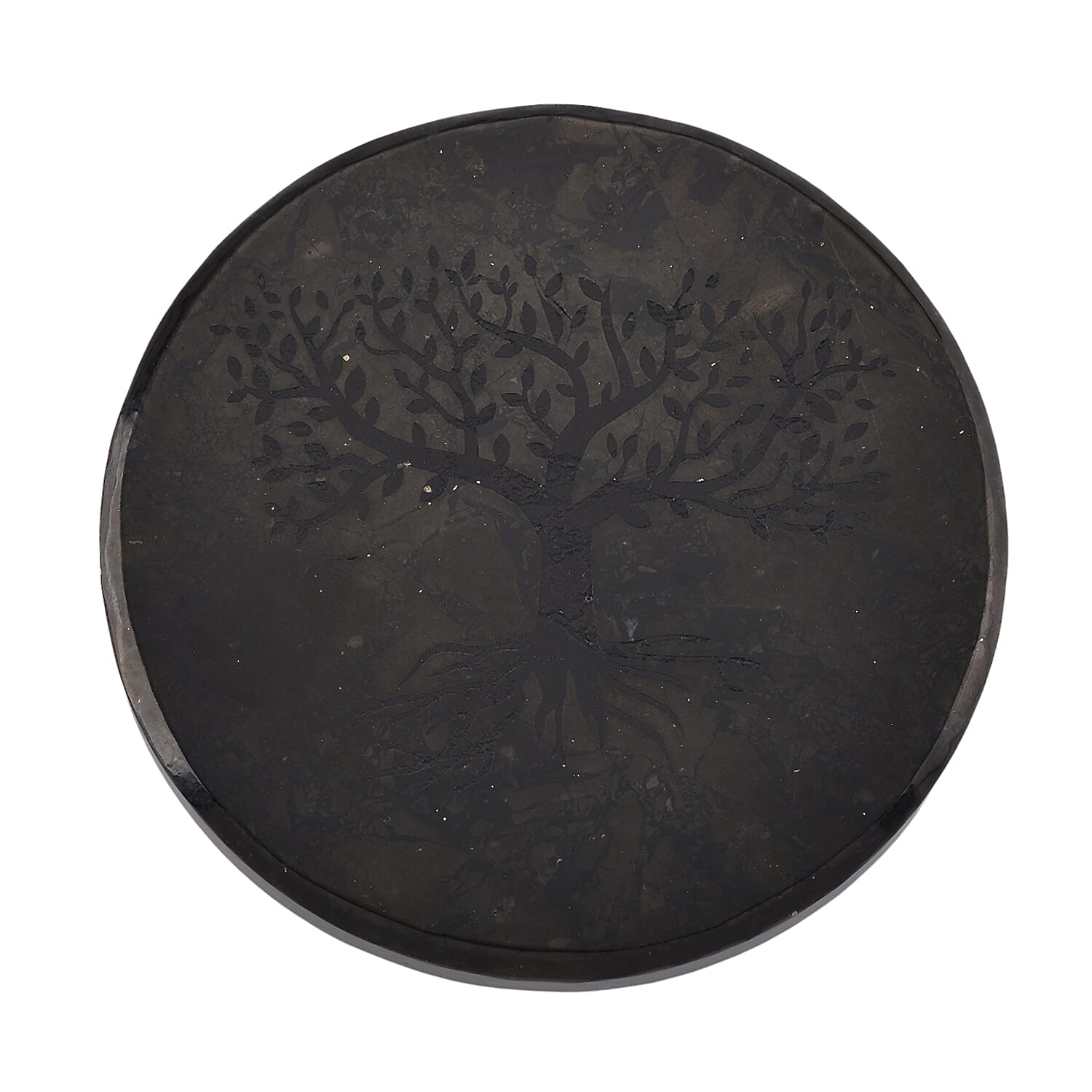 Natural Shungite Life Of Tree Embossed Round Tile 900.00 Ct. 8245285 0